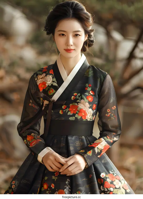 Portrait of a young woman in a hanbok