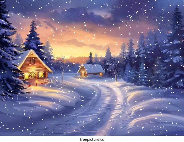 Snowy Night in the Woods