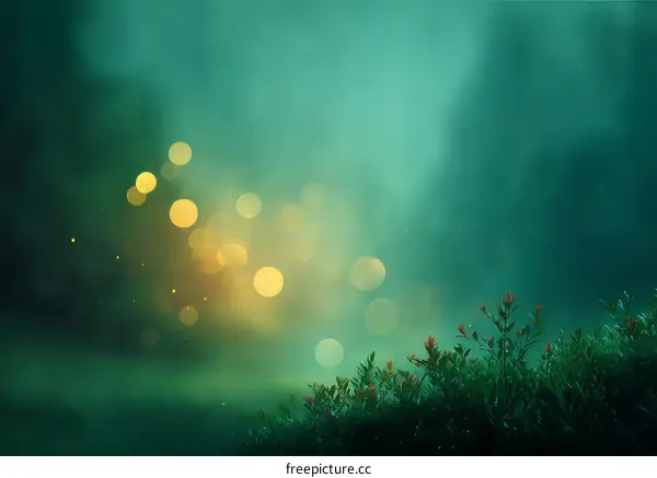 Mystical Forest Ambiance with Bokeh Lights
