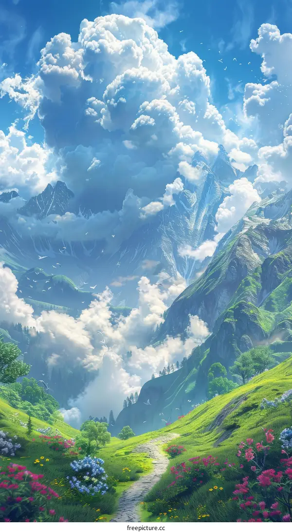 Fantasy Landscape with Towers and Clouds