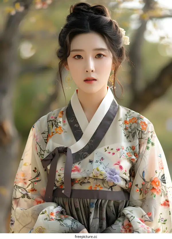 Portrait of a young woman in a hanbok