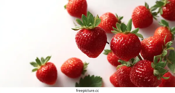 Fresh Strawberries on White Background