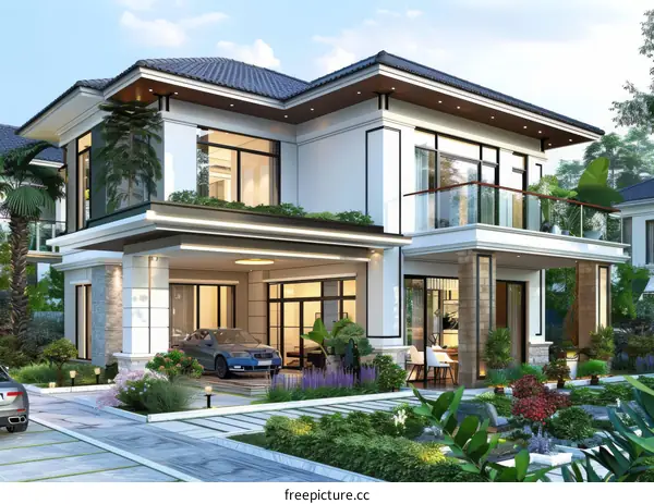Modern Villa Exterior Design Illustration