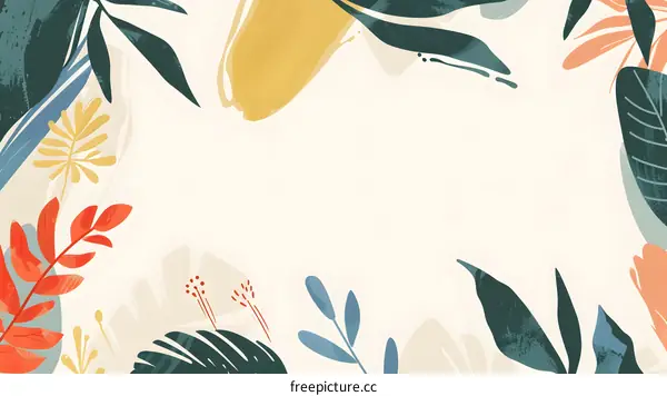 Abstract Floral Background with Leaves and Abstract Shapes