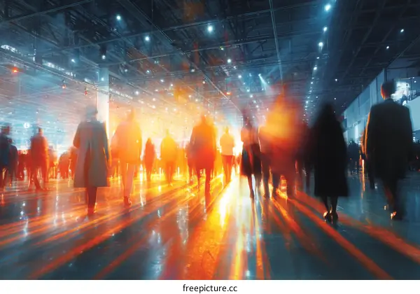 Large Crowds in a Modern Exhibition Hall