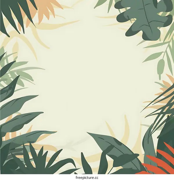 Tropical Leaves Frame Background Illustration