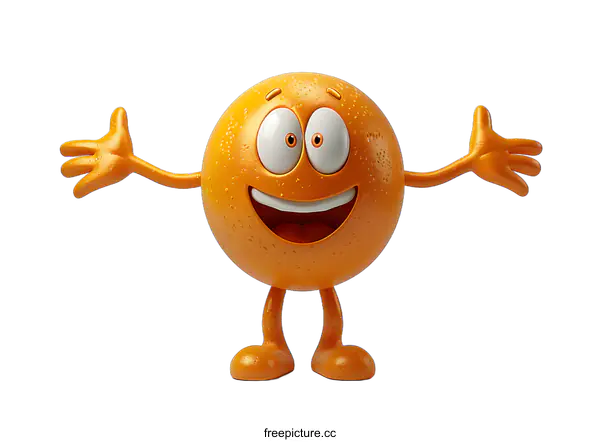 [Transparent Background PNG]Cute and funny 3D orange cartoon character
