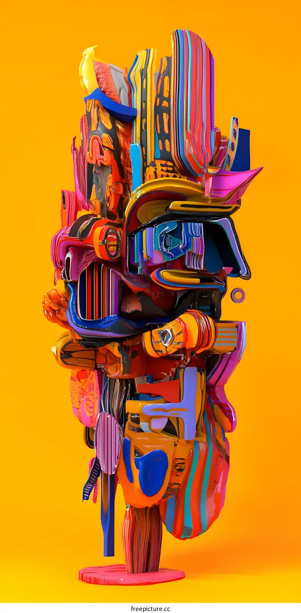 Abstract Colorful Sculpture 3D Illustration