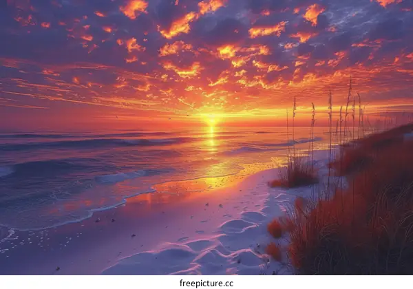 Tranquil Sunset Over White Sand Beach