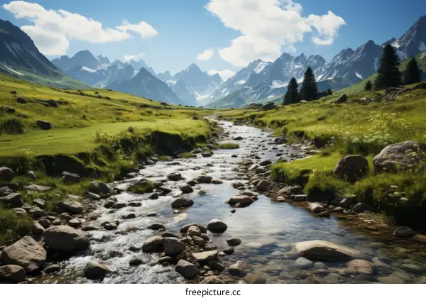 River Winding Through a Mountain Valley