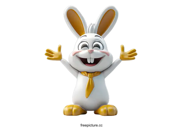 [Transparent Background PNG]Happy Cartoon Rabbit With Open Arms