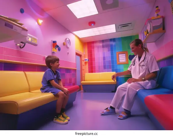 Pediatrician Examining Child in Waiting Room