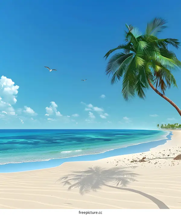 Tropical Beach Paradise With Palm Tree