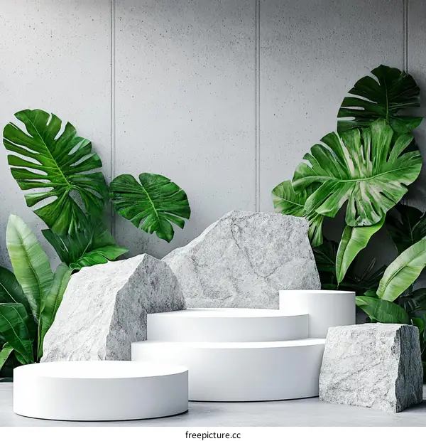 Modern Minimalist Display Stand with Greenery