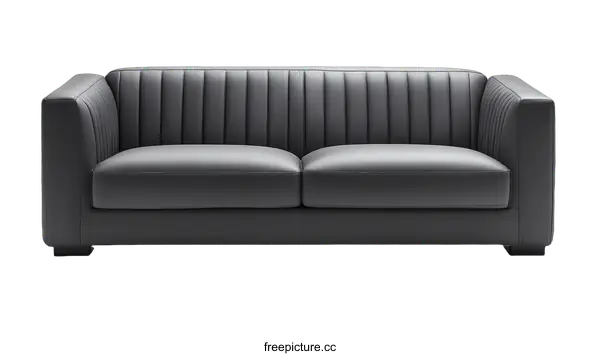 [Transparent Background PNG]Modern Dark Gray Leather Sofa Design