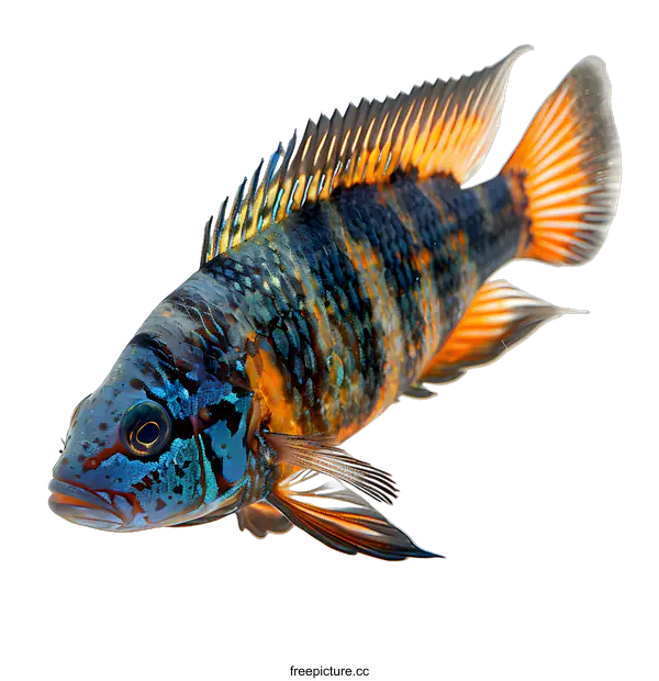 [Transparent Background PNG]Striking Colorful Fish on White Background