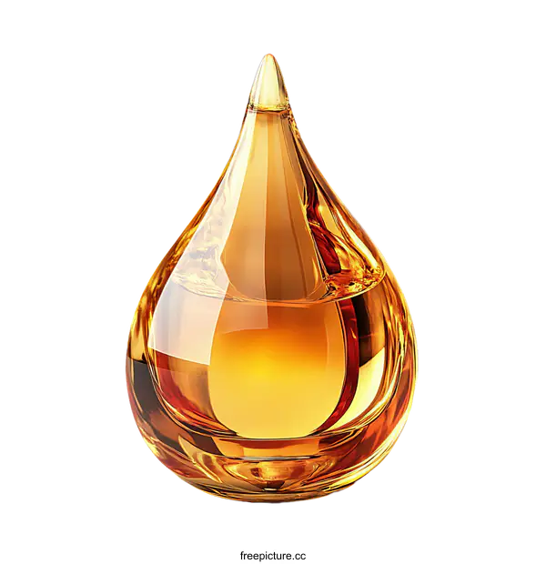 [Transparent Background PNG]Golden Drop of Essential Oil