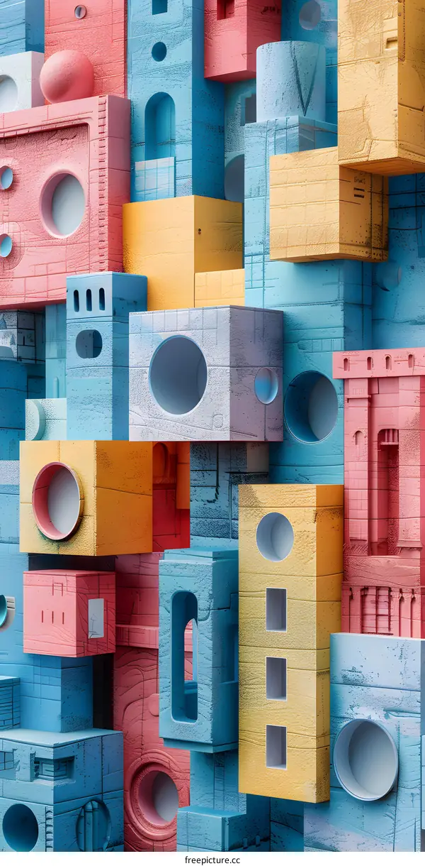 Colorful 3D geometric shapes illustration