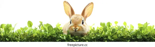 Cute Easter Bunny in Fresh Green Grass