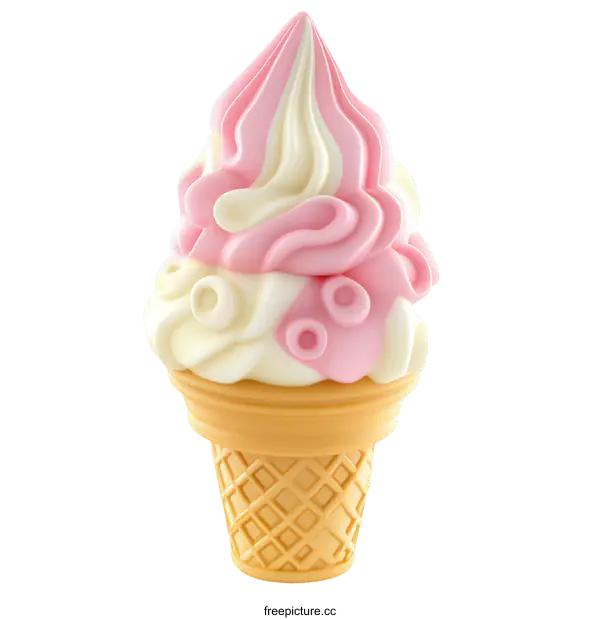 [Transparent Background PNG]Delicious Two-Color Ice Cream Cone Illustration