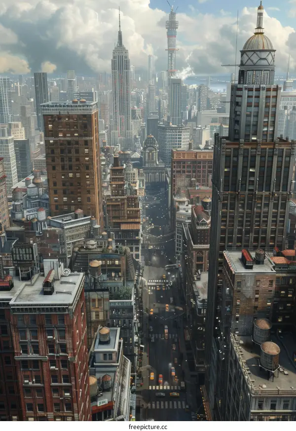 A Bustling Metropolis: Skyscrapers and City Streets