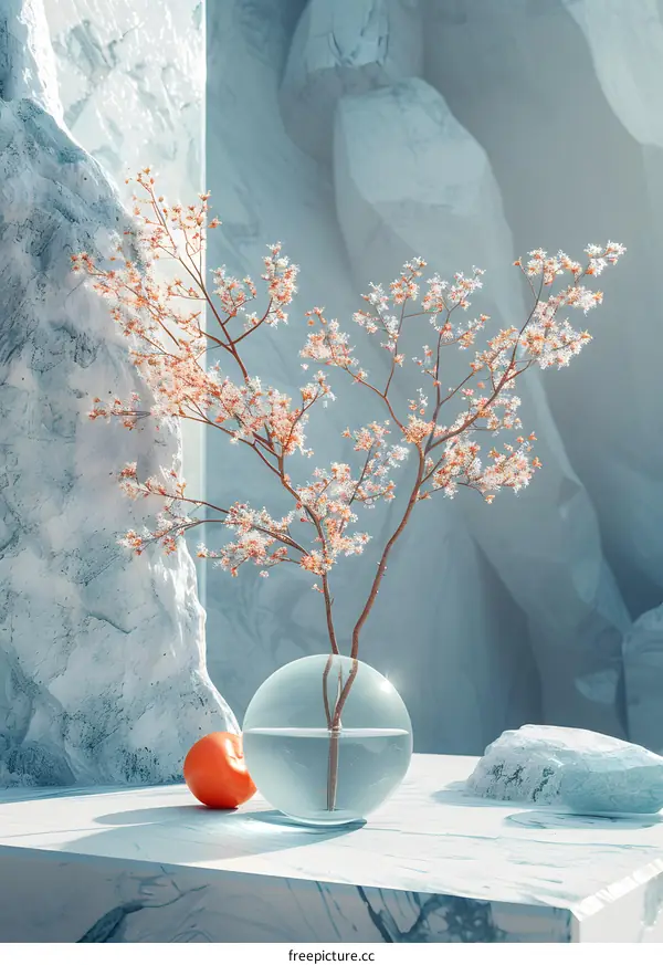 Flowers blooming between rocks and water