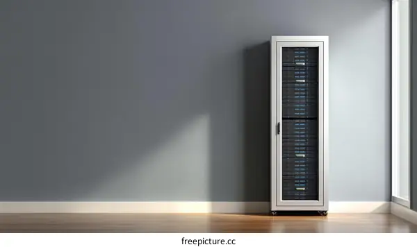 Modern Server Rack in Empty Room