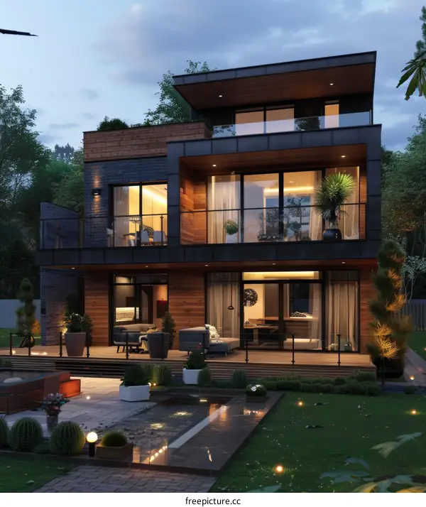 Modern Exterior Evening Villa Design