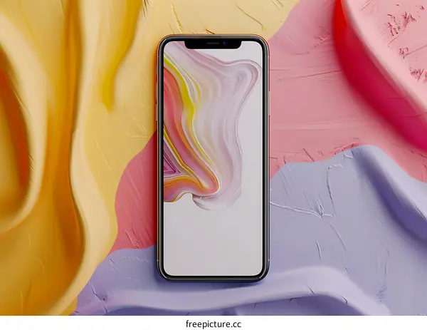 Abstract Background with Mobile Phone on Pastel Colored Fabric