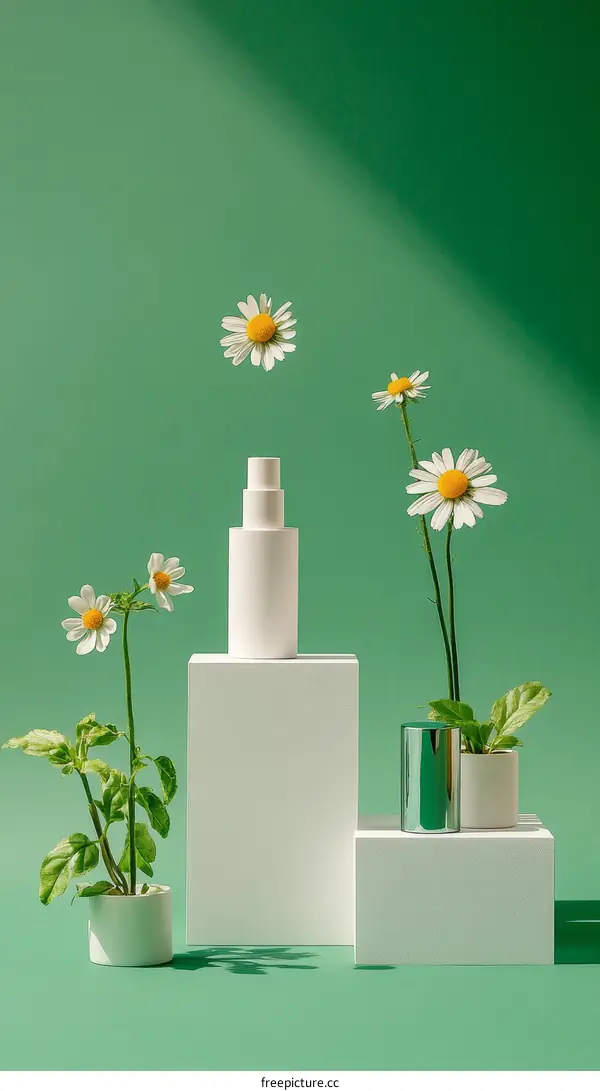 Elegant Cosmetic Product Display with Flowers