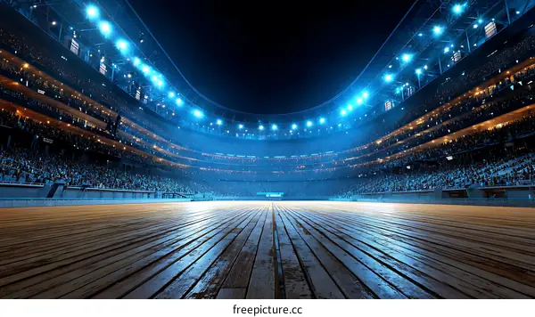 Night Stadium Filled with Diverse Crowd