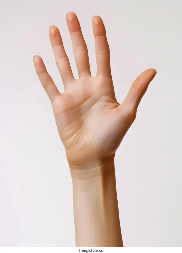 A Womans Hand Raised in the Air