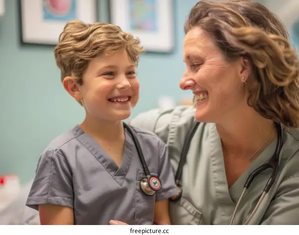 Pediatrician with young patient