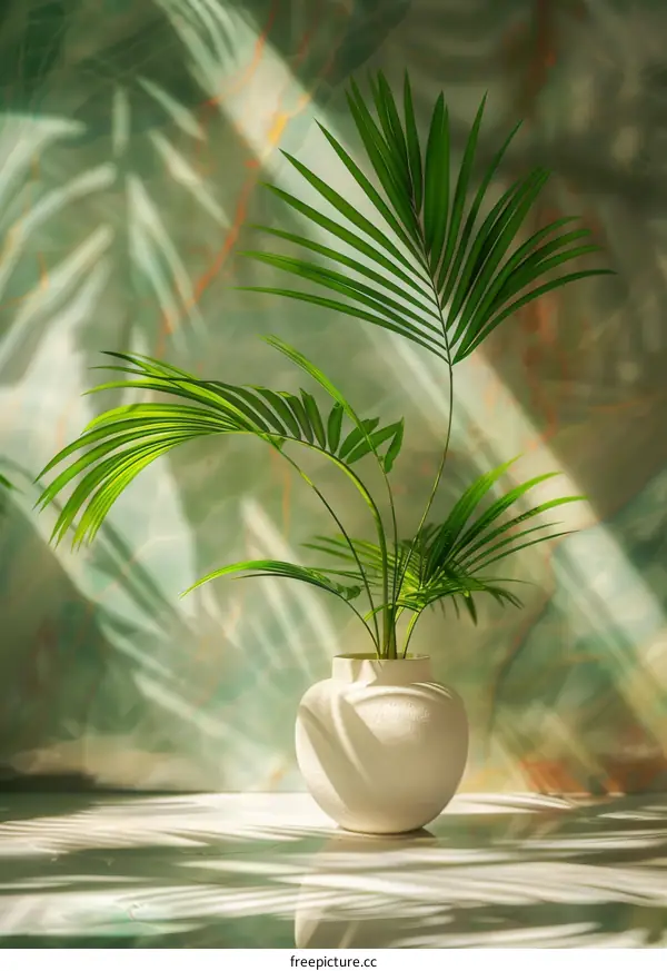 Elegant Indoor Plant in a Vase with Sunlight