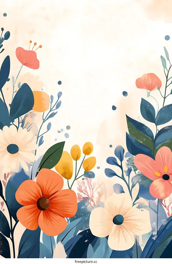 Floral Border Illustration for Wedding Invitations