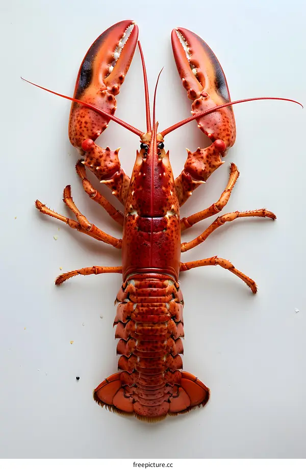 Fresh Cooked Lobster on White Background