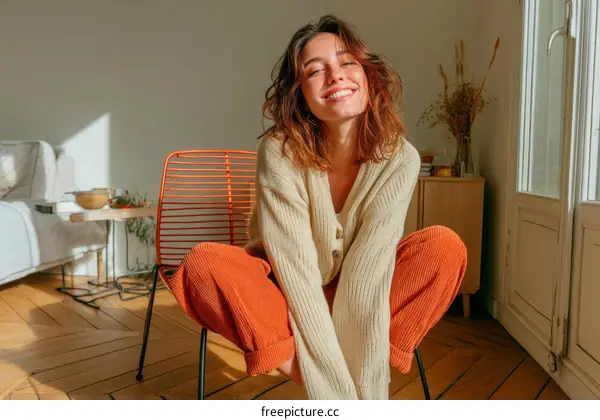 Woman Sitting in a Chair Enjoying the Sunlight