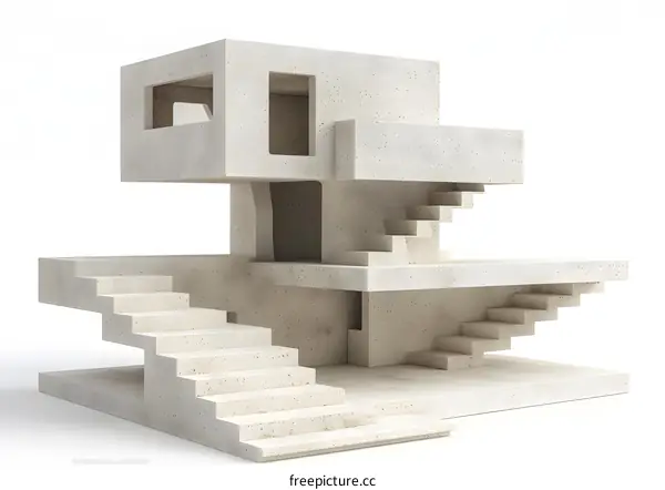 Concrete house with stairs