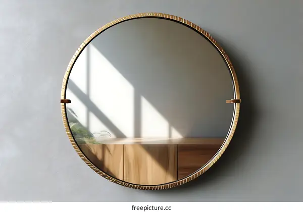 Modern Round Decorative Wall Mirror with Gold Frame