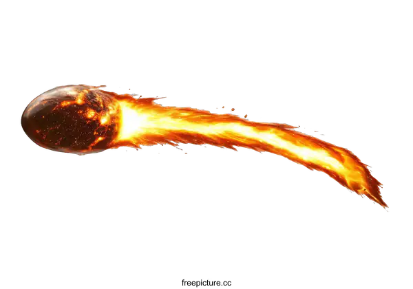 [Transparent Background PNG]Fiery Comet Impact Illustration
