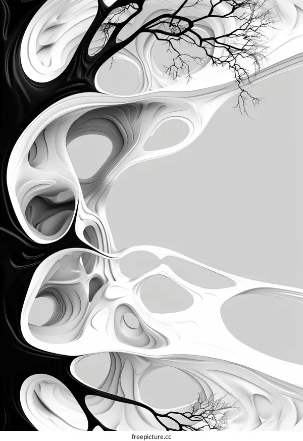 Black and white organic 3D structure resembling tree branches