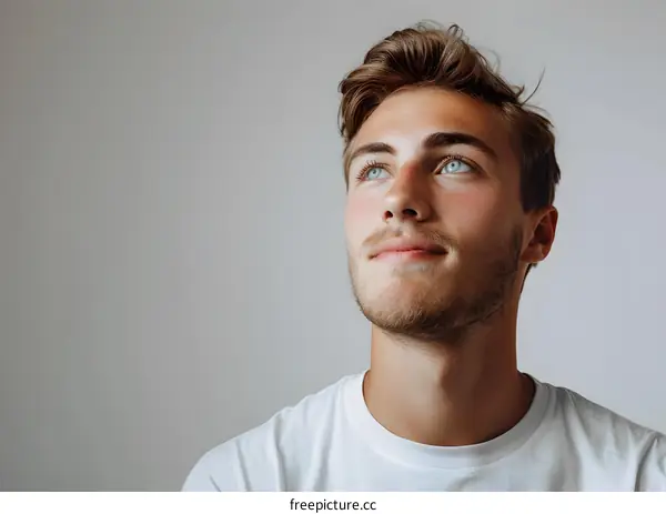 Young Man Looking Up Hope