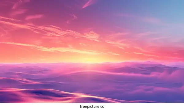 Pink and Purple Desert Mirage Sunset Landscape
