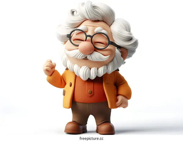 3D Cartoon Character of Happy Grandfather