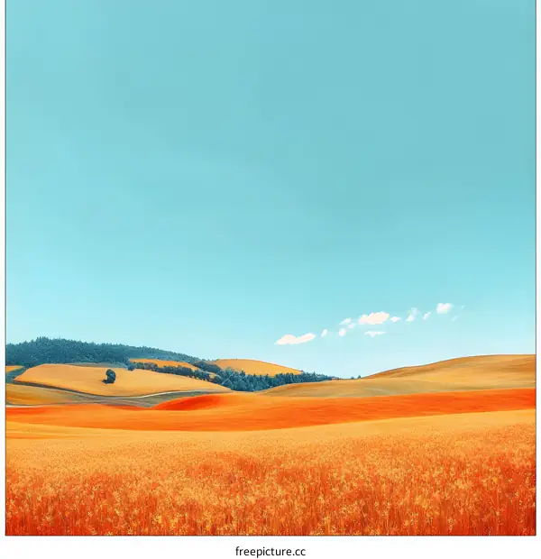 Golden Wheat Field Under a Blue Sky