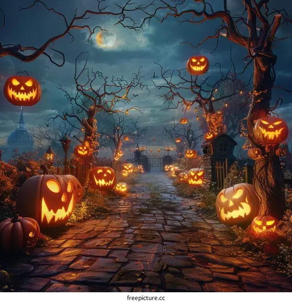 Spooky Halloween Pumpkin Jack-o'-lantern