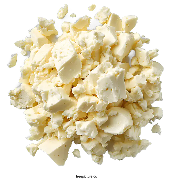 [Transparent Background PNG]A pile of crumbled white cheese