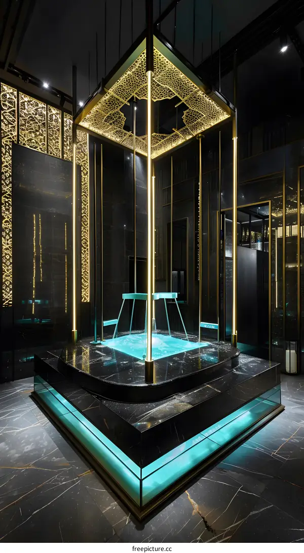 Modern Interior Design with Geometric Structure and Gold Accent