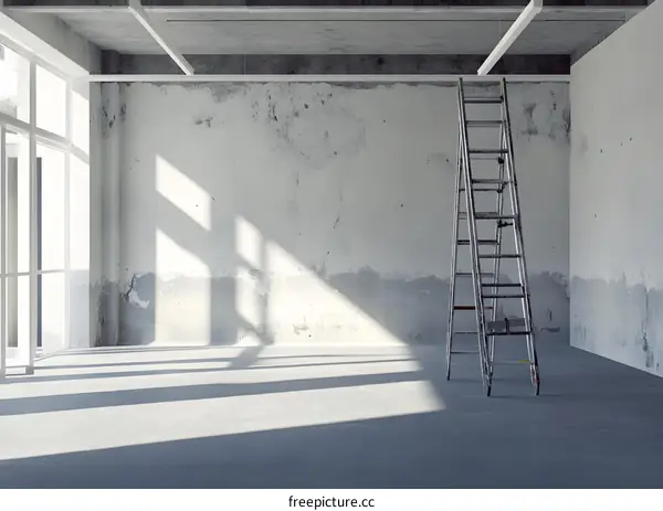 Empty Room with Ladder and Sunbeams