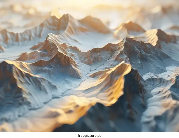 3D Rendered Mountain Range with River